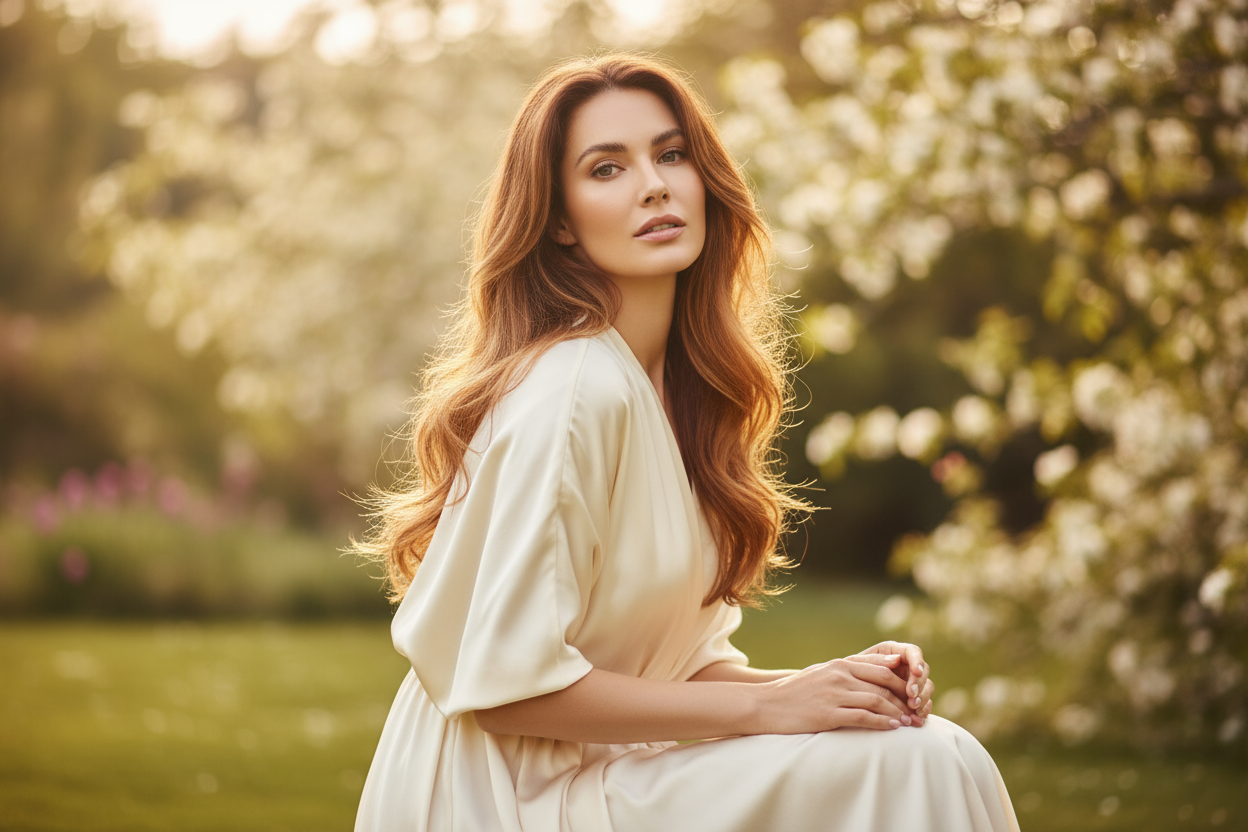 Générer l’image d’une femme qui pose pour un magazine de beauté, elle est à découvert elle inspire la douceur, le bien être, l’assurance