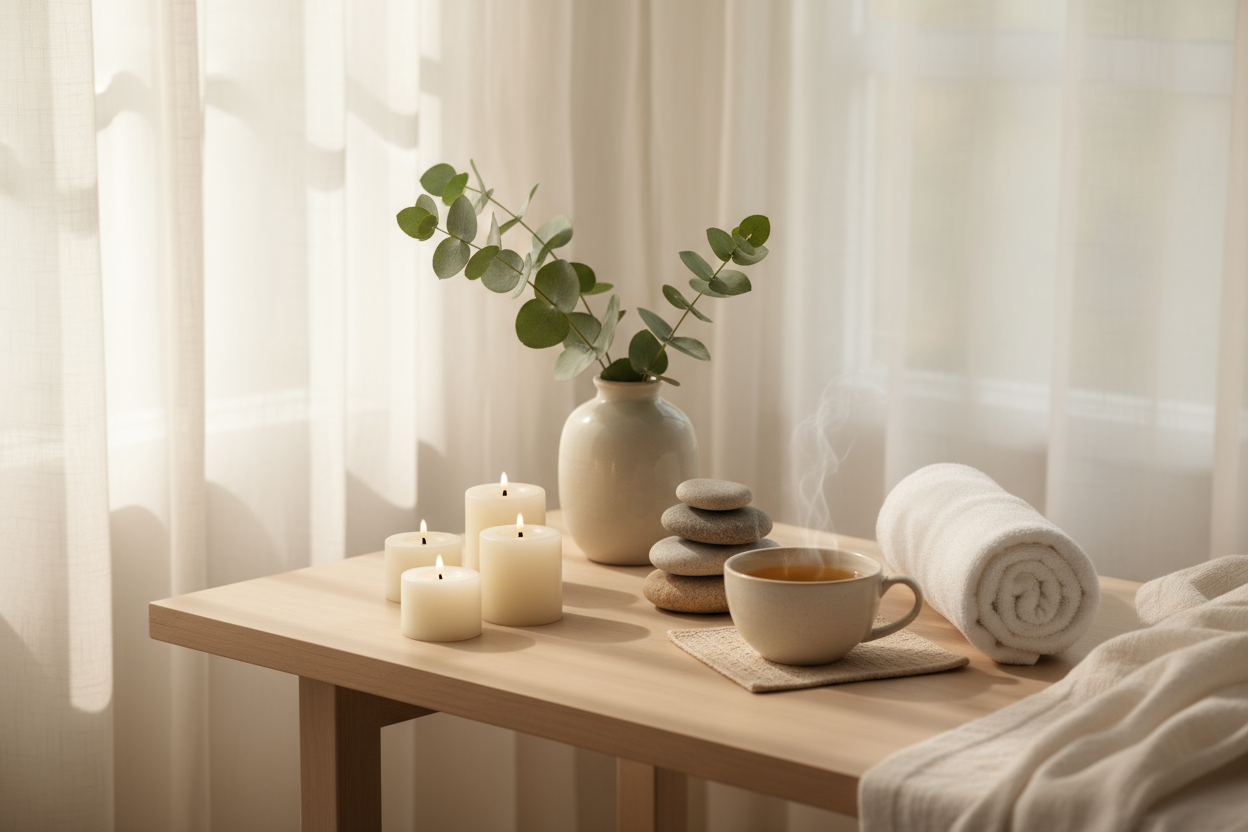 Générer une image qui inspire le bien être, prendre soins de sois, la sérénité  